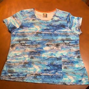 Dickies Blue Print Scrub Top. Size 3XL